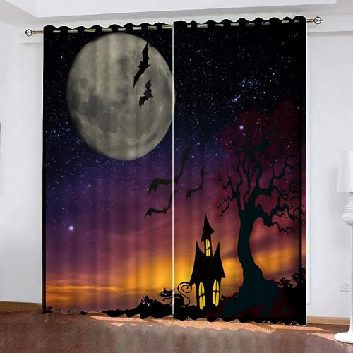 GIOVIA 3D Halloween Vorhänge Abdunkelnde Halloween Sternenhimmel Kindervorhänge Vorhang mit ösen 2er Set Gardinen Blickdicht Verdunkelungs für Kinderzimmer Schlafzimmer Wohnzimmer B 150 X H 166 cm GIOVIA 3D Halloween Vorhänge Abdunkelnde Halloween Sternenhimmel Kindervorhänge Vorhang mit ösen 2er Set Gardinen Blickdicht Verdunkelungs für Kinderzimmer Schlafzimmer Wohnzimmer B 150 X H 166 cm von GIOVIA