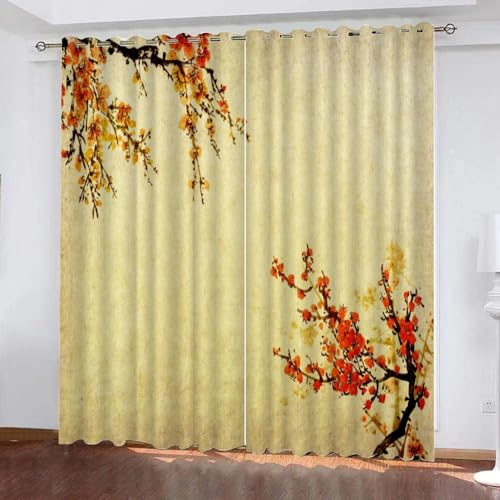 GIOVIA 3D Japan Stil Vorhänge Abdunkelnde Retro Sakura Kindervorhänge Vorhang mit ösen 2er Set Gardinen Blickdicht Verdunkelungs für Kinderzimmer Schlafzimmer Wohnzimmer B 110 X H 95 cm GIOVIA 3D Japan Stil Vorhänge Abdunkelnde Retro Sakura Kindervorhänge Vorhang mit ösen 2er Set Gardinen Blickdicht Verdunkelungs für Kinderzimmer Schlafzimmer Wohnzimmer B 110 X H 95 cm von GIOVIA