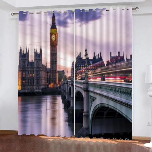 GIOVIA 3D London Vorhang Abdunkelnde Stadtansicht Polyester Vorhänge mit ösen 2er Set Gardinen Blickdicht Verdunkelungs Geräuschreduzierung für Schlafzimmer Wohnzimmer B 220 X H 215 cm GIOVIA 3D London Vorhang Abdunkelnde Stadtansicht Polyester Vorhänge mit ösen 2er Set Gardinen Blickdicht Verdunkelungs Geräuschreduzierung für Schlafzimmer Wohnzimmer B 220 X H 215 cm von GIOVIA