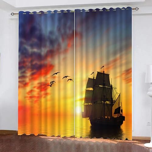 GIOVIA 3D Maritim Segeln Gardinen Abdunkelnde Sonnenuntergang Meer Kindervorhänge Vorhang mit ösen 2er Set Vorhänge Blickdicht Verdunkelungs für Kinderzimmer Schlafzimmer Wohnzimmer B 200 X H 160 cm GIOVIA 3D Maritim Segeln Gardinen Abdunkelnde Sonnenuntergang Meer Kindervorhänge Vorhang mit ösen 2er Set Vorhänge Blickdicht Verdunkelungs für Kinderzimmer Schlafzimmer Wohnzimmer B 200 X H 160 cm von GIOVIA