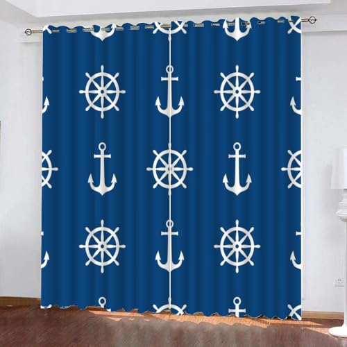 GIOVIA 3D Maritime Vorhänge Abdunkelnde Anker Rouletterad Kindervorhänge Vorhang mit ösen 2er Set Gardinen Blickdicht Verdunkelungs für Kinderzimmer Schlafzimmer Wohnzimmer B 150 X H 166 cm GIOVIA 3D Maritime Vorhänge Abdunkelnde Anker Rouletterad Kindervorhänge Vorhang mit ösen 2er Set Gardinen Blickdicht Verdunkelungs für Kinderzimmer Schlafzimmer Wohnzimmer B 150 X H 166 cm von GIOVIA