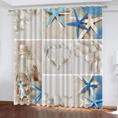 GIOVIA 3D Maritime Vorhänge Abdunkelnde Strand Seestern Kindervorhänge Vorhang mit ösen 2er Set Gardinen Blickdicht Verdunkelungs für Kinderzimmer Schlafzimmer Wohnzimmer B 150 X H 166 cm GIOVIA 3D Maritime Vorhänge Abdunkelnde Strand Seestern Kindervorhänge Vorhang mit ösen 2er Set Gardinen Blickdicht Verdunkelungs für Kinderzimmer Schlafzimmer Wohnzimmer B 150 X H 166 cm von GIOVIA