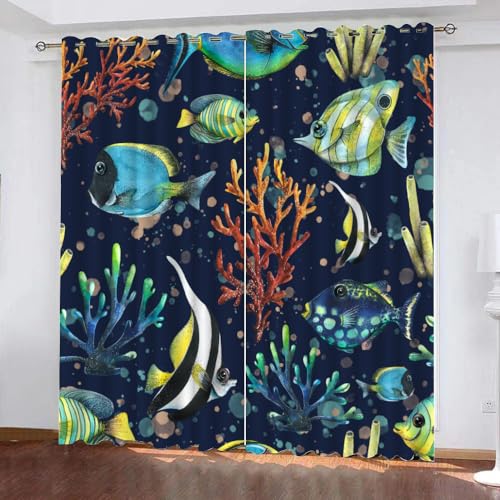GIOVIA 3D Ozean Gardinen Abdunkelnde Korallen Fische Kindervorhänge Vorhang mit ösen 2er Set Vorhänge Blickdicht Verdunkelungs für Kinderzimmer Schlafzimmer Wohnzimmer B 140 X H 160 cm GIOVIA 3D Ozean Gardinen Abdunkelnde Korallen Fische Kindervorhänge Vorhang mit ösen 2er Set Vorhänge Blickdicht Verdunkelungs für Kinderzimmer Schlafzimmer Wohnzimmer B 140 X H 160 cm von GIOVIA