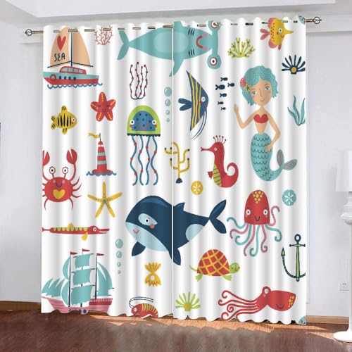 GIOVIA 3D Ozean Maritim Vorhänge Abdunkelnde Delfin Kindervorhänge Vorhang mit ösen 2er Set Gardinen Blickdicht Verdunkelungs für Kinderzimmer Schlafzimmer Wohnzimmer B 110 X H 95 cm GIOVIA 3D Ozean Maritim Vorhänge Abdunkelnde Delfin Kindervorhänge Vorhang mit ösen 2er Set Gardinen Blickdicht Verdunkelungs für Kinderzimmer Schlafzimmer Wohnzimmer B 110 X H 95 cm von GIOVIA