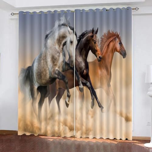 GIOVIA 3D Pferd Gardinen Abdunkelnde Tiere Pferde Kindervorhänge Vorhang mit ösen 2er Set Vorhänge Blickdicht Verdunkelungs für Kinderzimmer Schlafzimmer Wohnzimmer B 140 X H 160 cm GIOVIA 3D Pferd Gardinen Abdunkelnde Tiere Pferde Kindervorhänge Vorhang mit ösen 2er Set Vorhänge Blickdicht Verdunkelungs für Kinderzimmer Schlafzimmer Wohnzimmer B 140 X H 160 cm von GIOVIA