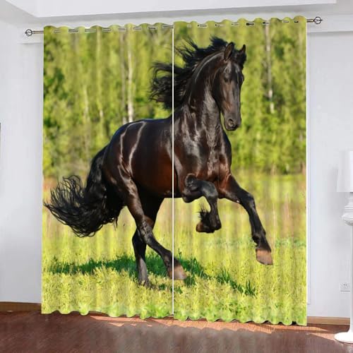 GIOVIA 3D Pferd Vorhänge Abdunkelnde Tiere Pferde Kindervorhänge Vorhang mit ösen 2er Set Gardinen Blickdicht Verdunkelungs für Kinderzimmer Schlafzimmer Wohnzimmer B 110 X H 95 cm GIOVIA 3D Pferd Vorhänge Abdunkelnde Tiere Pferde Kindervorhänge Vorhang mit ösen 2er Set Gardinen Blickdicht Verdunkelungs für Kinderzimmer Schlafzimmer Wohnzimmer B 110 X H 95 cm von GIOVIA