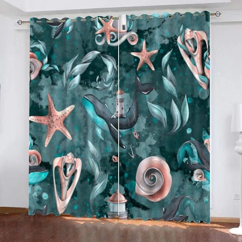 GIOVIA 3D Seestern Vorhänge Abdunkelnde Wal Seestern Kindervorhänge Vorhang mit ösen 2er Set Gardinen Blickdicht Verdunkelungs für Kinderzimmer Schlafzimmer Wohnzimmer B 110 X H 95 cm GIOVIA 3D Seestern Vorhänge Abdunkelnde Wal Seestern Kindervorhänge Vorhang mit ösen 2er Set Gardinen Blickdicht Verdunkelungs für Kinderzimmer Schlafzimmer Wohnzimmer B 110 X H 95 cm von GIOVIA