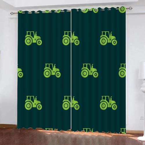 GIOVIA 3D Traktor Vorhänge Abdunkelnde mit ösen 2 Stücks Gardinen Blickdicht Verdunkelungs Cartoon Traktor Kälteschutz Scheibengardinen für Junge Mädchen Schlafzimmer B 280 X H 260 cm von GIOVIA
