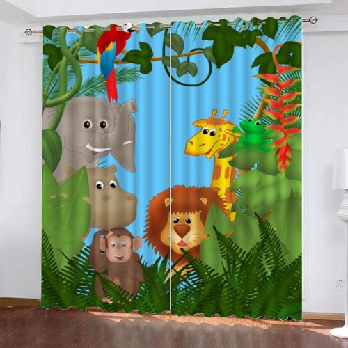 GIOVIA 3D Zoo Vorhänge Abdunkelnde Tropisch Dschungel Kindervorhänge Vorhang mit ösen 2er Set Gardinen Blickdicht Verdunkelungs für Kinderzimmer Schlafzimmer Wohnzimmer B 110 X H 95 cm GIOVIA 3D Zoo Vorhänge Abdunkelnde Tropisch Dschungel Kindervorhänge Vorhang mit ösen 2er Set Gardinen Blickdicht Verdunkelungs für Kinderzimmer Schlafzimmer Wohnzimmer B 110 X H 95 cm von GIOVIA