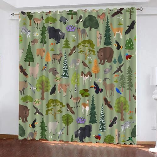 GIOVIA 3D Zoo Vorhang Abdunkelnde Wald Tiere Polyester Vorhänge mit ösen 2er Set Gardinen Blickdicht Verdunkelungs Geräuschreduzierung für Schlafzimmer Wohnzimmer B 220 X H 215 cm GIOVIA 3D Zoo Vorhang Abdunkelnde Wald Tiere Polyester Vorhänge mit ösen 2er Set Gardinen Blickdicht Verdunkelungs Geräuschreduzierung für Schlafzimmer Wohnzimmer B 220 X H 215 cm von GIOVIA