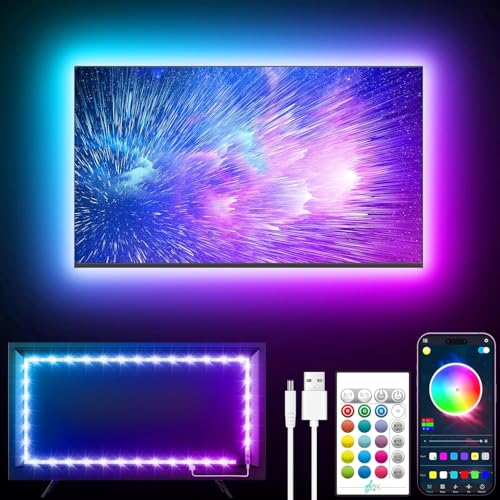 GIPOYENT LED-Leuchten für TV, 6M LED TV-Hintergrundbeleuchtung, für 60-80 Zoll TV, Musik Sync LED TV-Licht mit Bluetooth-Funktion - RGB-Farbwechsel-Lichtstreifen für Heimkino von GIPOYENT