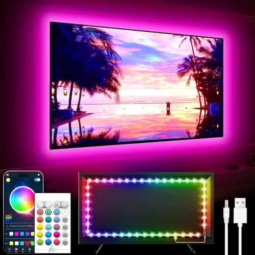 GIPOYENT LED-Leuchten für TV, 7M LED TV-Hintergrundbeleuchtung, für 65-85 Zoll TV, Musik Sync LED TV-Licht mit Bluetooth-Funktion - RGB-Farbwechsel-Lichtstreifen für Heimkino von GIPOYENT