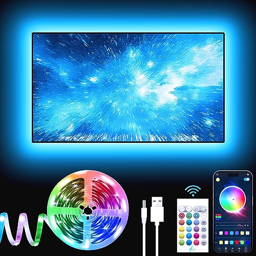 GIPOYENT TV LED Hintergrundbeleuchtung mit Musiksynchronisierung für 32-60 Zoll Fernseher LED TV Licht - RGB Farbwechsel Lichtband für Heimkino (9.8T) von GIPOYENT