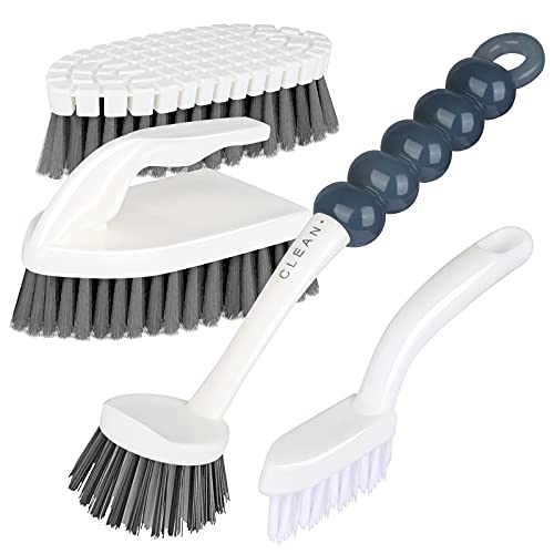 GIPTIME Spülbürste-Felgenbürste,4Stück Reinigungsbürsten Inklusive Scheuerbürste Komfortgriff Küchenreinigung | Biegbare Hand Schrubbbürste,Wand-Fugenbürste,Zuhause Scheuerbürste von GIPTIME