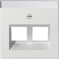Zentralplatte Mod-Jack 2-fach reinweiß glänzend System 55 264003 mit Beschr.Feld - Gira von GIRA