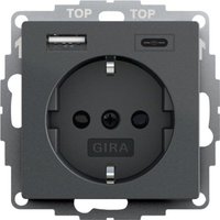 Steckdose 1-fach anthrazit mit 1USB-A 1USB-C System 55 245928 up mit bs Schutzkontakt - Gira Steckdose 1-fach anthrazit mit 1USB-A 1USB-C System 55 245928 up mit bs Schutzkontakt - Gira von GIRA