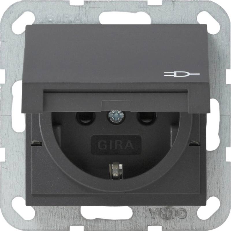 Gira Steckdoseneinsatz mit Deckel und Berührungsschutz System 55 Anthrazit Gira Steckdoseneinsatz mit Deckel und Berührungsschutz System 55 Anthrazit von GIRA