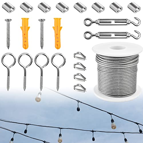 GIRAFEDA 25m Drahtseil 2mm Stahlseil Rostfrei Edelstahlseil Set Edelstahl Spannseil 7x7 Rankhilfe Drahtseil mit Drahtseil Spannschloss/Presshülsen/Seilkauschen Edelstahl/Ösenschraube/Schraube von GIRAFEDA