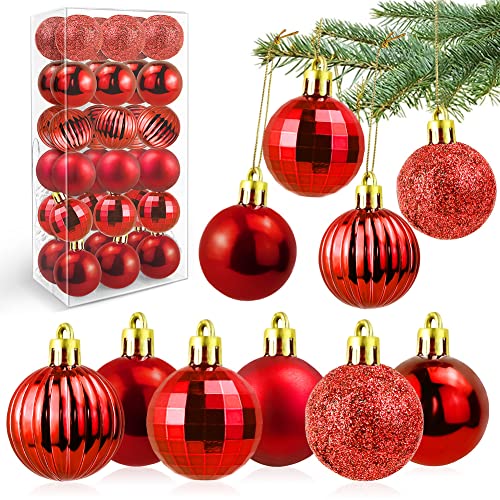 GIRAFEDA 36 Stück Weihnachtskugeln Rot Christbaumkugeln Kunststoff Tannenbaumkugeln Klein Weihnachtskugeln Plastik Christbaumkugeln 4cm Kunststoffkugeln für Weihnachten Hochzeit Party von GIRAFEDA