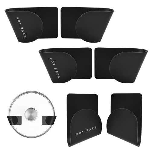 GIRAFEDA Topfdeckel Wandhalterung Selbstklebend Topfdeckelhalter Nahtlose Aufkleber Pfannendeckel Halterung Plastik Deckelhalter Wand Schwarz Topfdeckel Halterung für zu Hause Küche (6 Stück) von GIRAFEDA