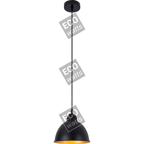 GIRARD SUDRON Hängeleuchte, E27, Metall, Schwarz außen/goldfarben, Kabel PVC, Länge: 100 cm von GIRARD SUDRON