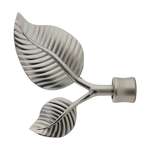 GIRASOLE HOME® Doppeltes Blatt für Gardinenstange mit einem Durchmesser von 18 – 20 mm, 2 Stück aus Aluminium (satiniertes Nickel) von GIRASOLE HOME