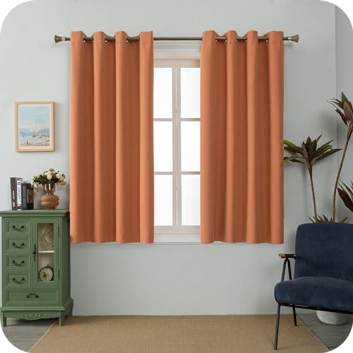 GIRASOLE HOME 1 Paar Barbados Thermo-Vorhänge, 100 % Verdunkelung, 2 Paneele à 140 x 150 cm, mit Ösen, Orange von GIRASOLE HOME