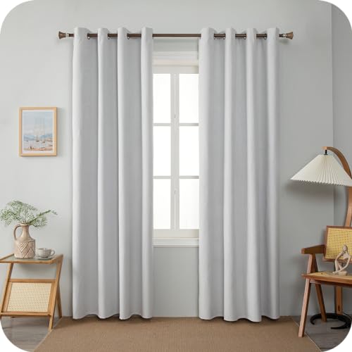 GIRASOLE HOME 1 Paar Barbados Thermo-Vorhänge, 100 % Verdunkelung, 2 Paneele à 140 x 300 cm, mit Ösen, Rauchweiß von GIRASOLE HOME