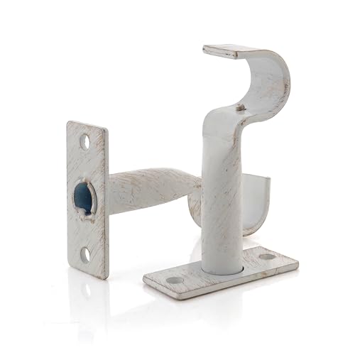 GIRASOLE HOME Mittlere offene Halterung 90 mm für Stange 2 Stück aus robustem Aluminium für Stangen mit einem Durchmesser von 18 – 20 mm (Weiß und Gold) von GIRASOLE HOME