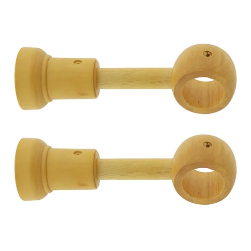 GIRASOLE HOME Verstellbare lange Halterung 140-160 mm aus Holz für Stangen mit einem Durchmesser von bis zu 28 mm, 2 Stück (Natur) von GIRASOLE HOME