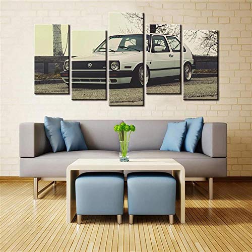 GIRDSS Kunstdrucke Moderne Druck Malerei Hintergrund Dekoration Modulare 5 Teiliges Wandbild VW Golf MK2 Auto Wandbilder XXL Wanddekoration Design Wand Bild,5 Teilig Bilder von GIRDSS