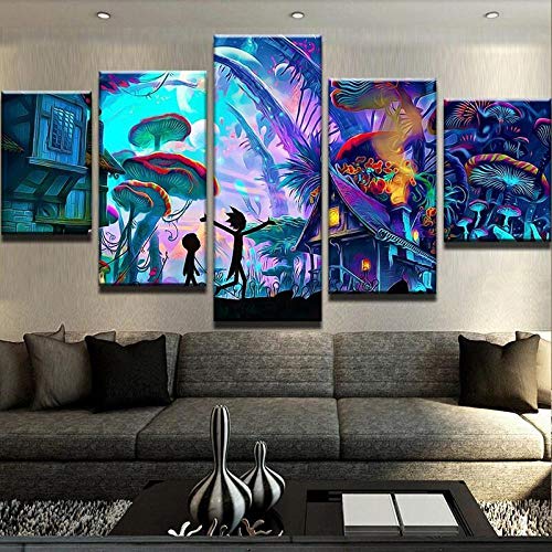 GIRDSS Wandbild Bilder Auf Leinwand 5 Teilig Mushroom World Rick and Morty Format Wandbilder Wohnzimmer Wohnung Deko Kunstdrucke GIRDSS Wandbild Bilder Auf Leinwand 5 Teilig Mushroom World Rick and Morty Format Wandbilder Wohnzimmer Wohnung Deko Kunstdrucke von GIRDSS
