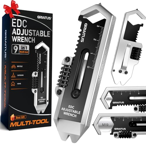 9IN1 Multitool Edc Pry Bar mit Verstellbarer Schraubenschlüssel Notfallhammer Stemmeisen und Nagelzieher Telefonhalter Lineal Geschenke für Männer Camping Zubehör von GIRIAITUS