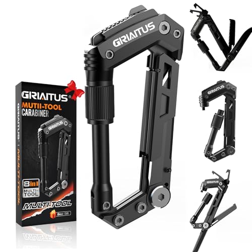 Camping Zubehör 8en1 Karabiner Multitool Vatertagsgeschenk für Papa Valentinstag Geschenke für Männer Outdoor Gadgets mit Flaschenöffner Lineal Säge Schraubendreher von GIRIAITUS
