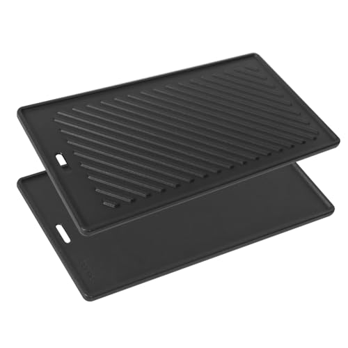 Gusseisen Grillplatte für alle RÖSLE VIDERO G2-, G3-, G4- und G6-Modelle (ab Modelljahr 2021), 45 x 24cm Universal Massive Grill-Gussplatte, Wendeplatte Grill-Zubehör, 1 Stück BBQ Ersatz von GIRXZYBX