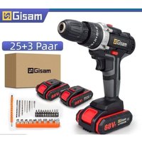 Gisam - 21 v 28 Nm Akku-Bohrschrauber mit 2 Akkus 25 Drehmomenteinstellungen - Papierbox Gisam - 21 v 28 Nm Akku-Bohrschrauber mit 2 Akkus 25 Drehmomenteinstellungen - Papierbox von GISAM