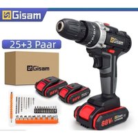 21 v 28 Nm Akku-Bohrschrauber mit 2 Akkus 25 Drehmomenteinstellungen - Papierbox von GISAM