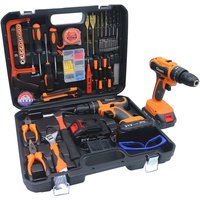 Bohrmaschinen 21V 2 Akku Elektrowerkzeuge Combo Kit Set mit 61-teiligem Zubehör Toolbox Akku-Bohrschrauber-Set für Home Cordless Repair Tool Kit von GISAM