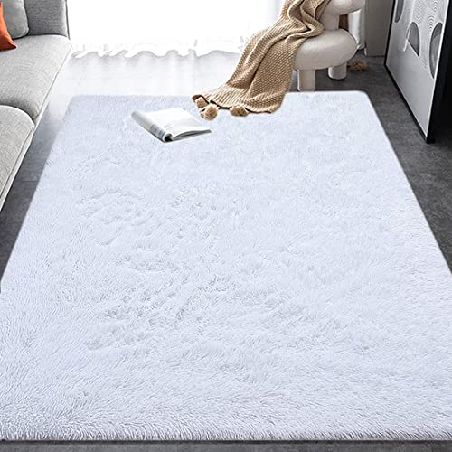 GISIONLARI Teppiche Wohnzimmer Flauschig Teppich Schlafzimmer Modern Design Hochflor Teppiche Wohnzimmer Teppich Rechteck f¨¹r Wohnzimmer Esszimmer Kinderzimmer Schlafzimmer (Wei?, 120 x 170 cm) von GISIONLARI