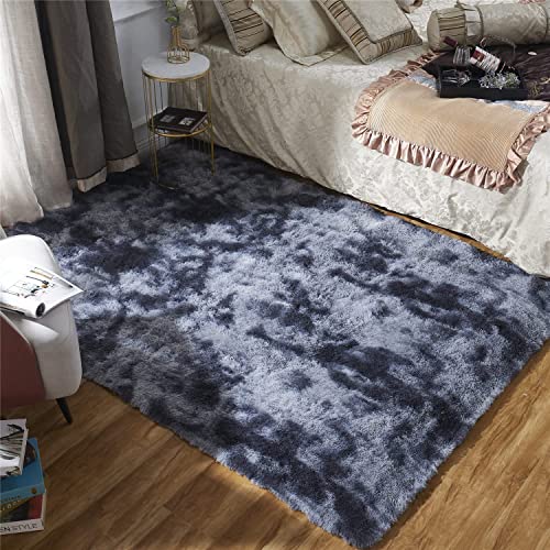 Teppiche Wohnzimmer Flauschig Teppich Schlafzimmer Modern Design Hochflor Teppiche wohnzimmer teppich Rechteck für Wohnzimmer Esszimmer Kinderzimmer Schlafzimmer (Schwarz grau, 120 x 170 cm) von GISIONLARI