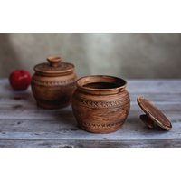 Tontopf Mit Deckel, Steinzeug Kochgeschirr, Keramiktopf Für Suppe, Zuckerdose, Keramikschüssel, Honigtopf, Rustikale Auflaufform, Kleine von GISceramics