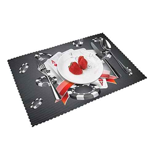 Poker-Turnier-Platzdeckchen, bedruckt, waschbar, bedruckt, 4 Stück, für Esstisch (30,5 x 45,7 cm) von GIULIZ