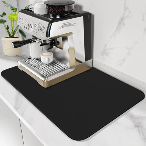 GIUSOBG Kaffeemaschine Abtropfmatte 60*50cm Saugfähige Abtropfmatte Abtropfmatte Geschirr Schnelltrocknend Geschirr Saugstarke (Schwarz) von GIUSOBG
