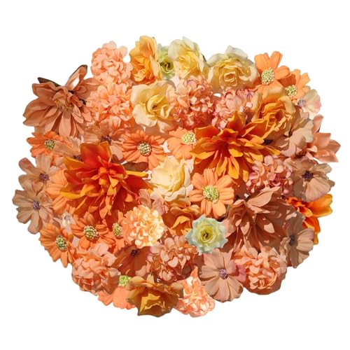 GIUSOBG Kunstblumen zum Basteln 40 Stück Kunstblumen Blumenköpfe Kunstblumen Köpfe Mini Künstliche Blumen Mini Deko Blumen Künstlich Seiden Kunstblumen Köpfe für DIY Hochzeits (Gelb) von GIUSOBG