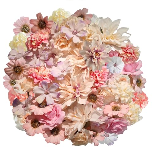 GIUSOBG Kunstblumen zum Basteln 40 Stück Kunstblumen Blumenköpfe Kunstblumen Köpfe Mini Künstliche Blumen Mini Deko Blumen Künstlich Seiden Kunstblumen Köpfe für DIY Hochzeits (Rosa) von GIUSOBG