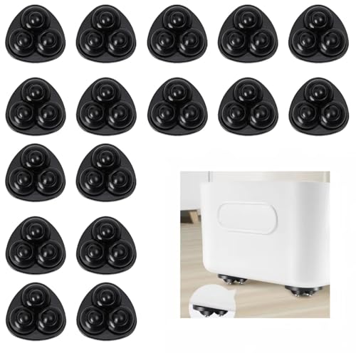 GIUSOBG Möbelrollen Klein, 16 Stück Kugelrollen für Möbel, 3 Stahlkugeln Kugelrollen 360° Mini Rollen Lenkrollen, Selbstklebendes Rollenrad für Kleinmöbel wie Mülleimer (Schwarzes Nylon) von GIUSOBG