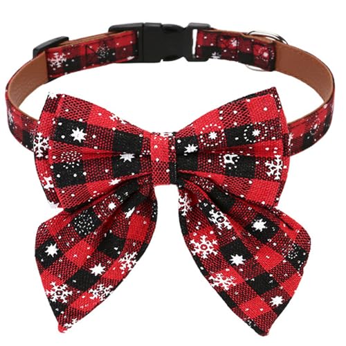 GIUSOBG Weihnachten Hundehalsband 1,5 x 35 cm Verstellbares Hundehalsband Abnehmbare Fliege Pet Halsbänder, Als Dekoration für Haustiere, Katzen und Hunde, (S-1,5 x 35 cm) von GIUSOBG