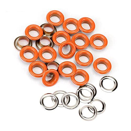 GIVBRO 100 Stück Ösen, Ösen und Unterlegscheiben, Zubehör – 4 mm rostfreie Ösen, Werkzeuge für Stoff, Kleidung, Planen, Leder, Heimwerken Orange von GIVBRO