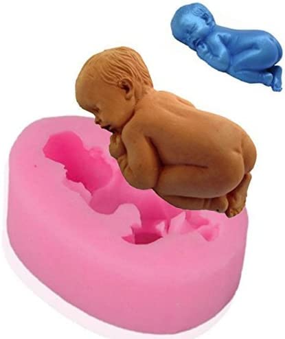 GIVBRO Baby Silikonform Fondant Kuchenform 3D Schlafende Baby Form für Zuckerguss/Schokolade/Kuchen Dekorieren Backen Seife Süßigkeiten Gelee Zuckerwaren von GIVBRO