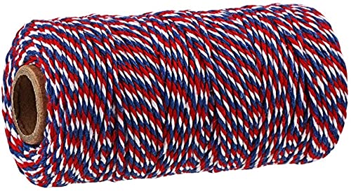 GIVBRO Baumwollfadenband, Schnur zum Backen, Metzger, Basteln, Verpacken, 100 m, rot-blau und weiß von GIVBRO